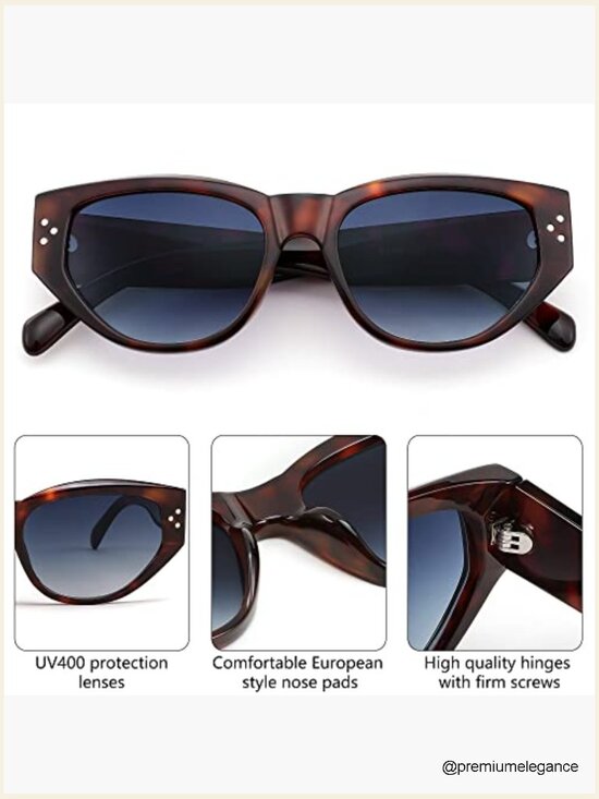 Retro Cat Eye Sunglasses UV400 Protection Vintage Trendy Thick Frame